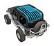 SPIDERWEBSHADE Sun Shade for Jeep Wrangler JK 2-Door, blue stock-printed top with distressed flag stripe design