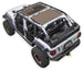 Sun Shade for Jeep Wrangler JLU 4-Door by SPIDERWEBSHADE; tan stock printed shade top.