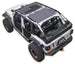 Sun shade top for Jeep Wrangler JLU 4-Door by SpiderWebShade (2018–2026), gray stock-printed shade.