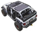 Sun shade top for Jeep Wrangler JLU 4-Door by SpiderWebShade (2018–2026), gray stock-printed shade.