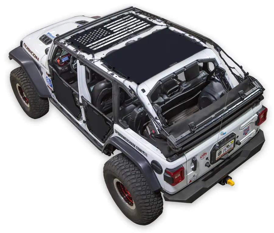 SpiderWebShade sun shade for Jeep Wrangler JLU 4-Door, black shade top