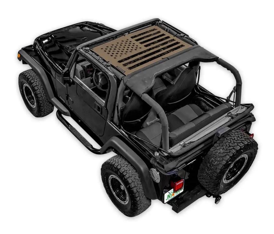 Sun shade top by SPIDERWEBSHADE for Jeep Wrangler TJ (1997–2006) with American flag print
