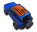 Sun shade top for Ford Bronco (2021–2026) by SpiderWebShade; orange printed flag design on blue SUV.