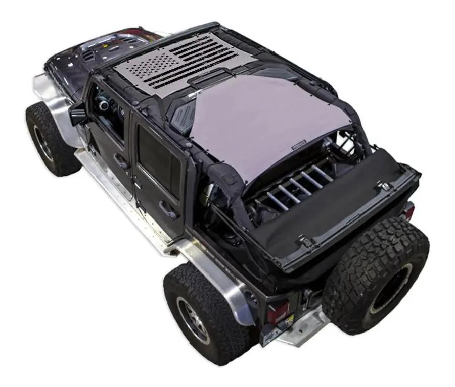 Sun Shade top for Jeep Wrangler JKU 4-Door by SpiderWebShade, gray fabric
