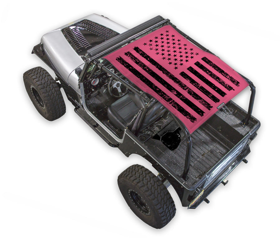 Sun shade for Jeep Wrangler YJ by SpiderWebShade, pink American flag print