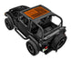 Sun shade top by SPIDERWEBSHADE for Jeep Wrangler TJ (1997–2006); orange printed flag design
