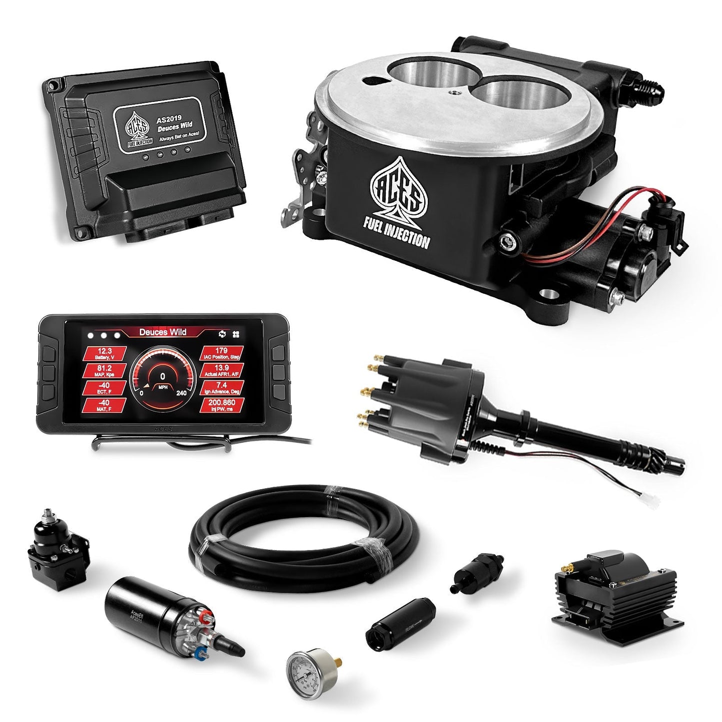 Deuces Wild 2-bbl EFI - (Black) Master Kit