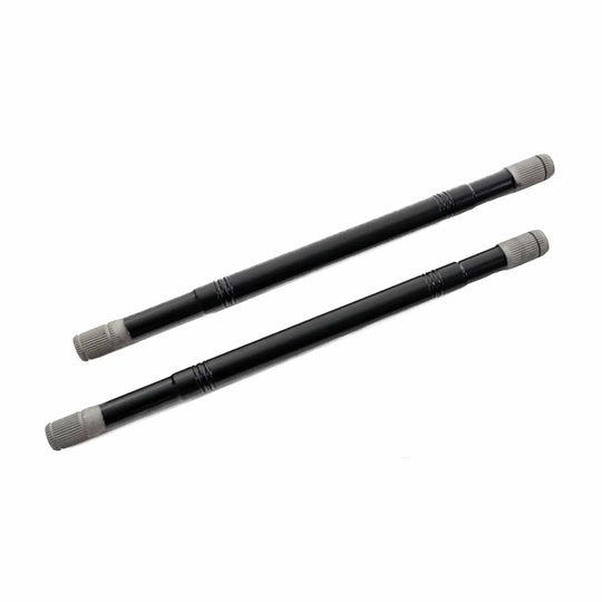 Dirt King Long Travel Axle Shafts Toyota, 3 black shafts with gray knurled ends