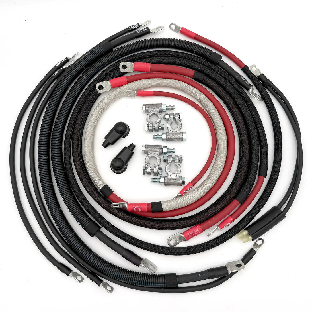 Battery Cable Kit Big7Kits 1994-2002 Dodge Cummins 2nd Gen red and black cables with lug terminals