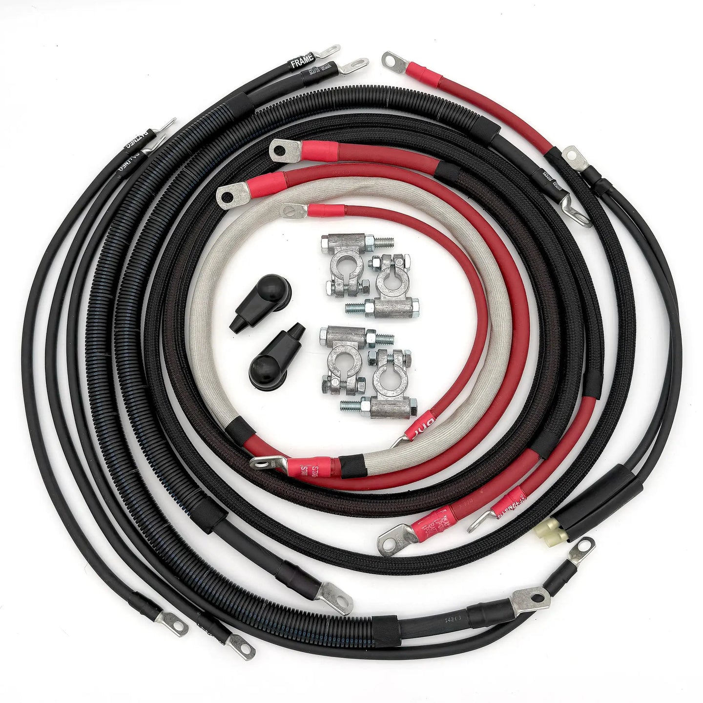 Battery Cable Kit Big7Kits 1994-2002 Dodge Cummins 2nd Gen red and black cables with lug terminals