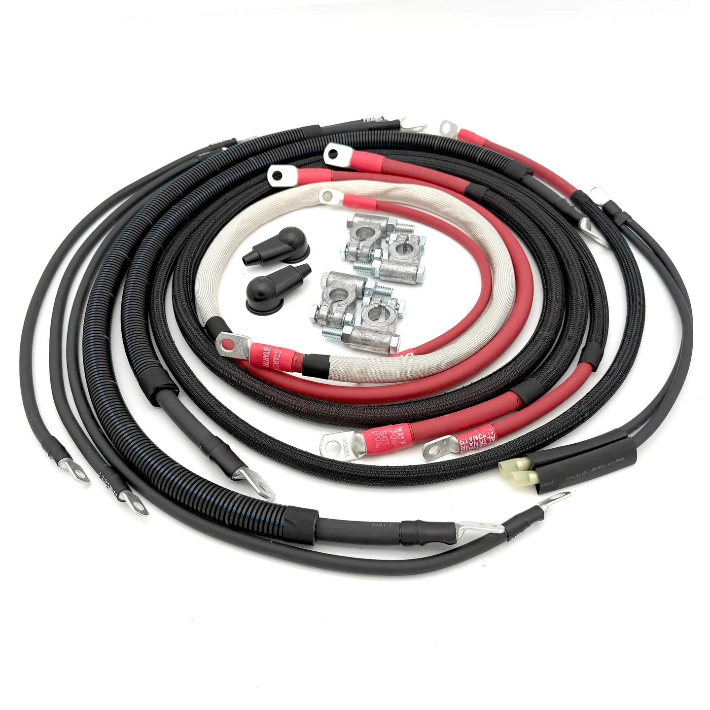 Battery Cable Kit Big7Kits for Dodge Cummins 2nd Gen 1994-2002 with red/black cables and lug terminals