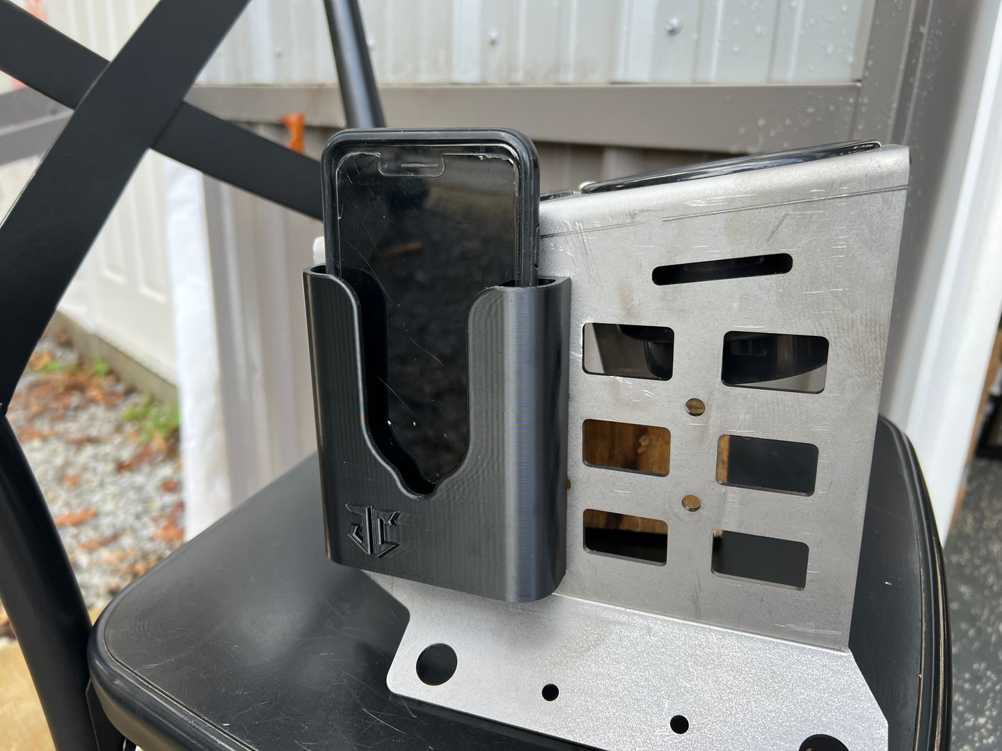 Ford F-Series auto shifter-mounted cup holder JC Customs, black plastic unit on a steel mounting bracket