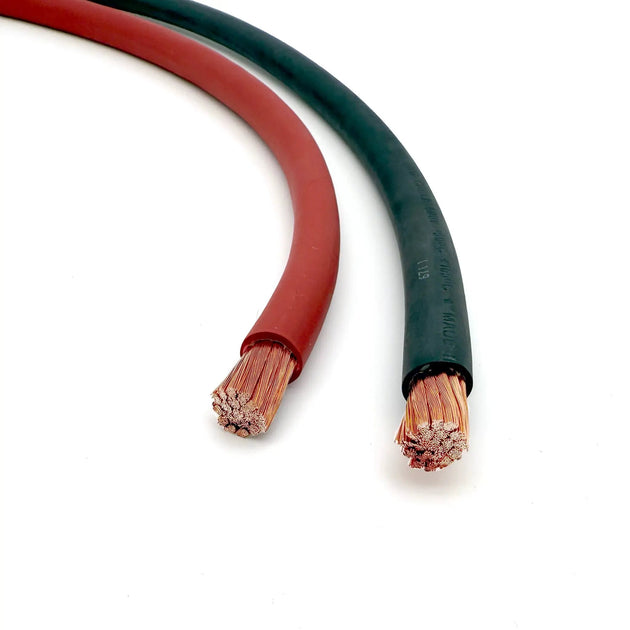 Battery cable replacement harness (two cables): red and green with exposed copper strands for Jeep Wrangler TJ/LJ