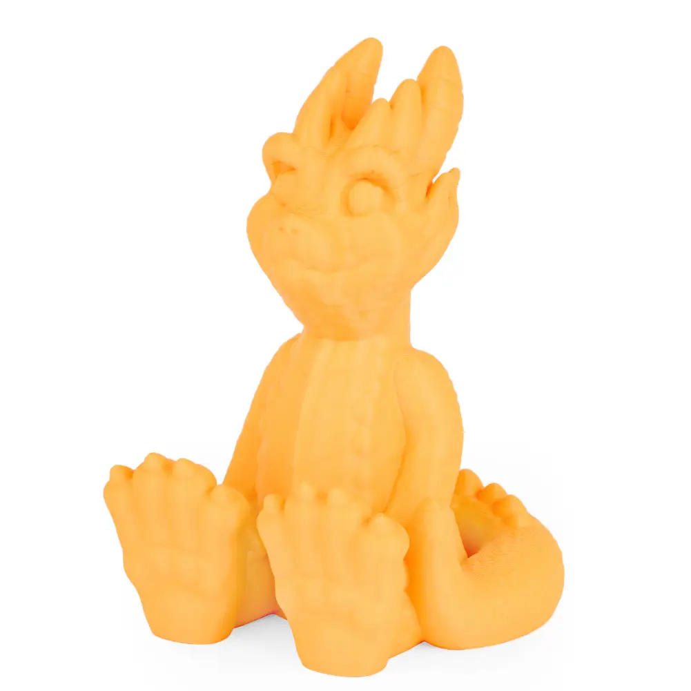 PLA+ Filament orange 3D printed creature figurine with textured details