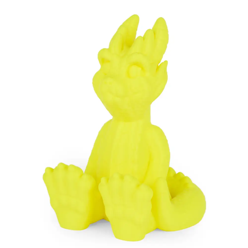 PLA+ Filament 3D printed yellow figurine with raised hands