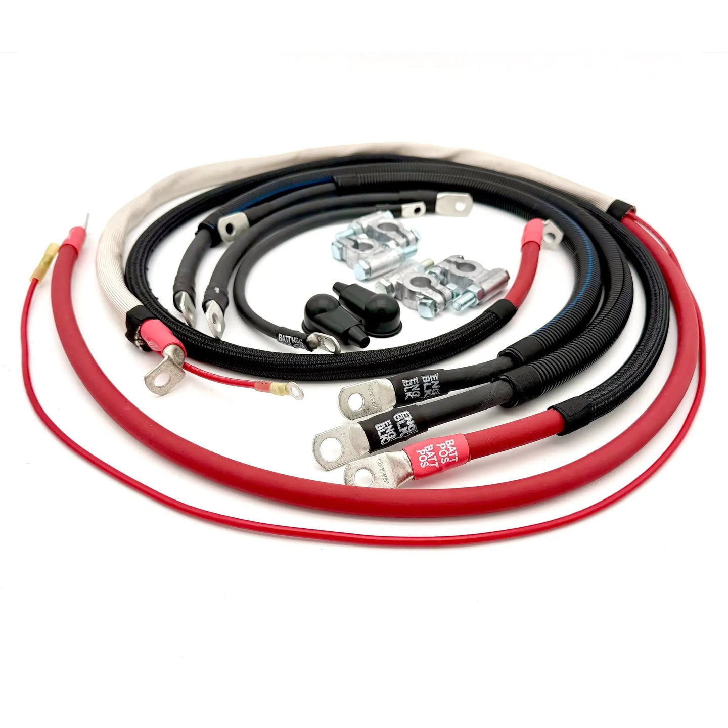 Battery cable kit for Ford Powerstroke 6.4 Diesel F-250/F-350 by Big7Kits, red and black cables