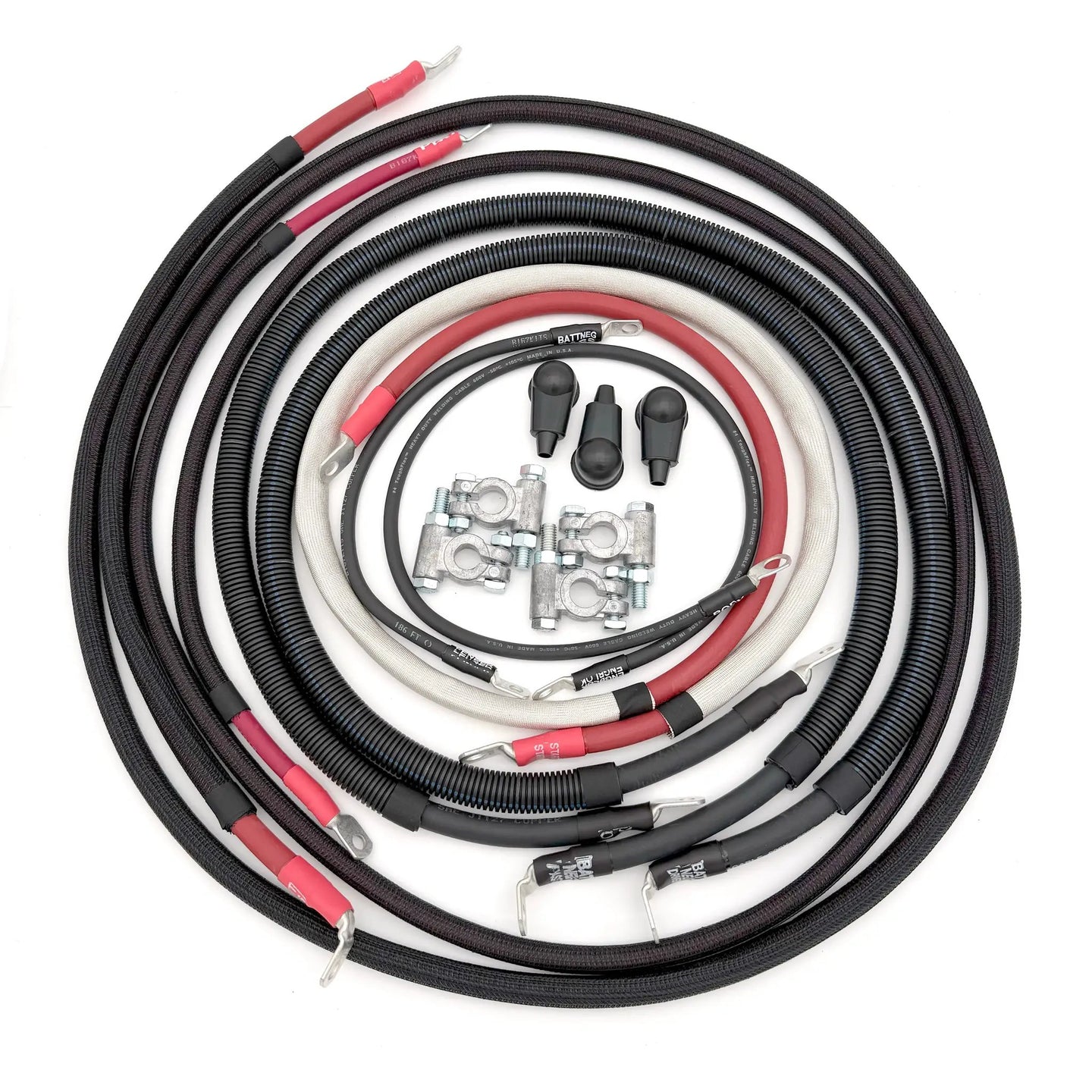Ford Power Stroke 6.7 Diesel battery cable kit for F-250/F-350 (2011–2016) by Big7Kits with red and black cables