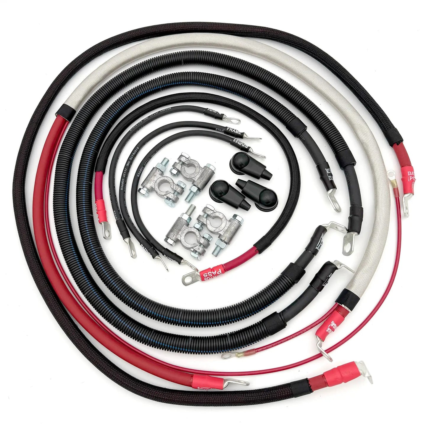 Ford Powerstroke 7.3 OBS Battery Cable Kit 1990-1997 F-250/F-350 Big7Kits with red and black cables and lug terminals