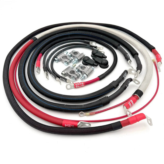 Battery Cable Kit Big7Kits Ford Powerstroke 7.3 OBS 1990-1997 F-250/F-350 wiring set with red/black cables
