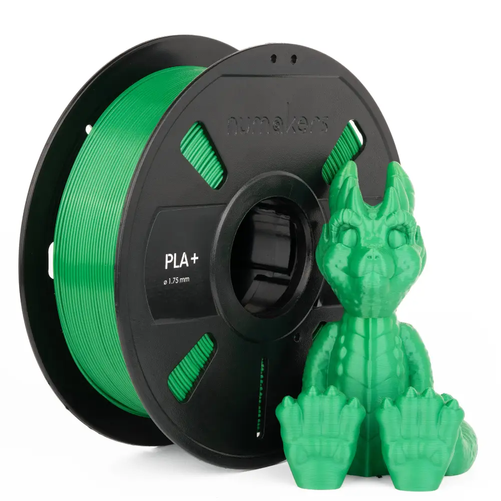 PLA+ Filament by Numakers; green 1.75 mm spool for 3D printers