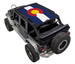 Sun shade for Jeep Wrangler JKU 4-Door by SpiderWebShade with Colorado flag print