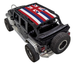 Sun Shade for Jeep Wrangler JKU 4-Door by SpiderWebShade, flag-pattern printed design.