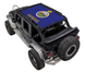 Sun shade top for Jeep Wrangler JKU 4-Door by SpiderWebShade, blue with Kansas state seal design