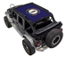 Sun shade for Jeep Wrangler JKU 4-Door by SPIDERWEBSHADE; navy stock printed shade top.