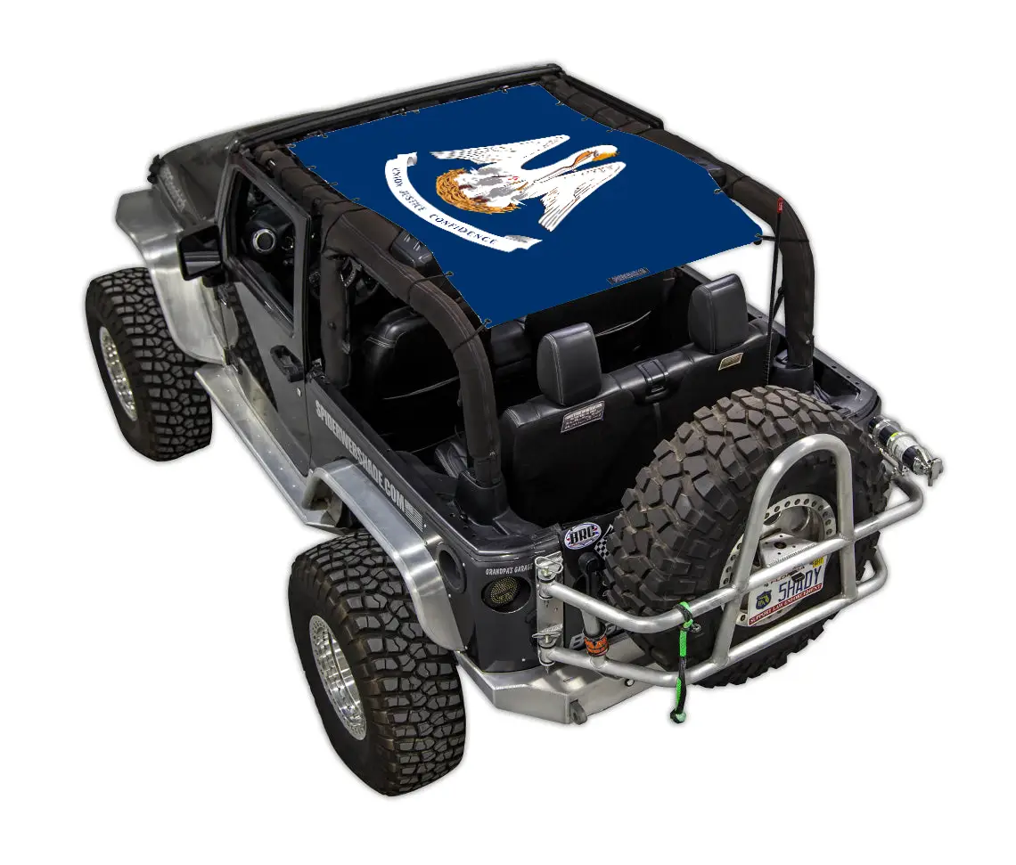 SPIDERWEBSHADE Sun Shade for Jeep Wrangler JK 2-Door (2007–2017); blue printed shade top