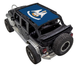Sun Shade for Jeep Wrangler JKU 4-Door by SpiderWebShade; blue printed shade top with eagle motif