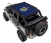 Sun shade for Jeep Wrangler JKU 4-Door 2007–2017 by SPIDERWEBSHADE; blue printed shade top