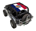 SPIDERWEBSHADE sun shade for Jeep Wrangler JK 2-Door, stock printed top with red-white-blue flag design (2007–2017)