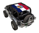 SPIDERWEBSHADE sun shade for Jeep Wrangler JK 2-Door, stock printed top with red-white-blue flag design (2007–2017)