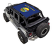 Sun shade SpiderWebShade for Jeep Wrangler JKU 4-Door, blue stock print with Montana state seal