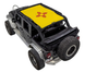 SPIDERWEBSHADE sun shade top for Jeep Wrangler JKU 4-Door; yellow printed shade with red emblem