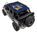 Sun shade top by SpiderWebShade for Jeep Wrangler JKU 4-Door, blue with state seal print