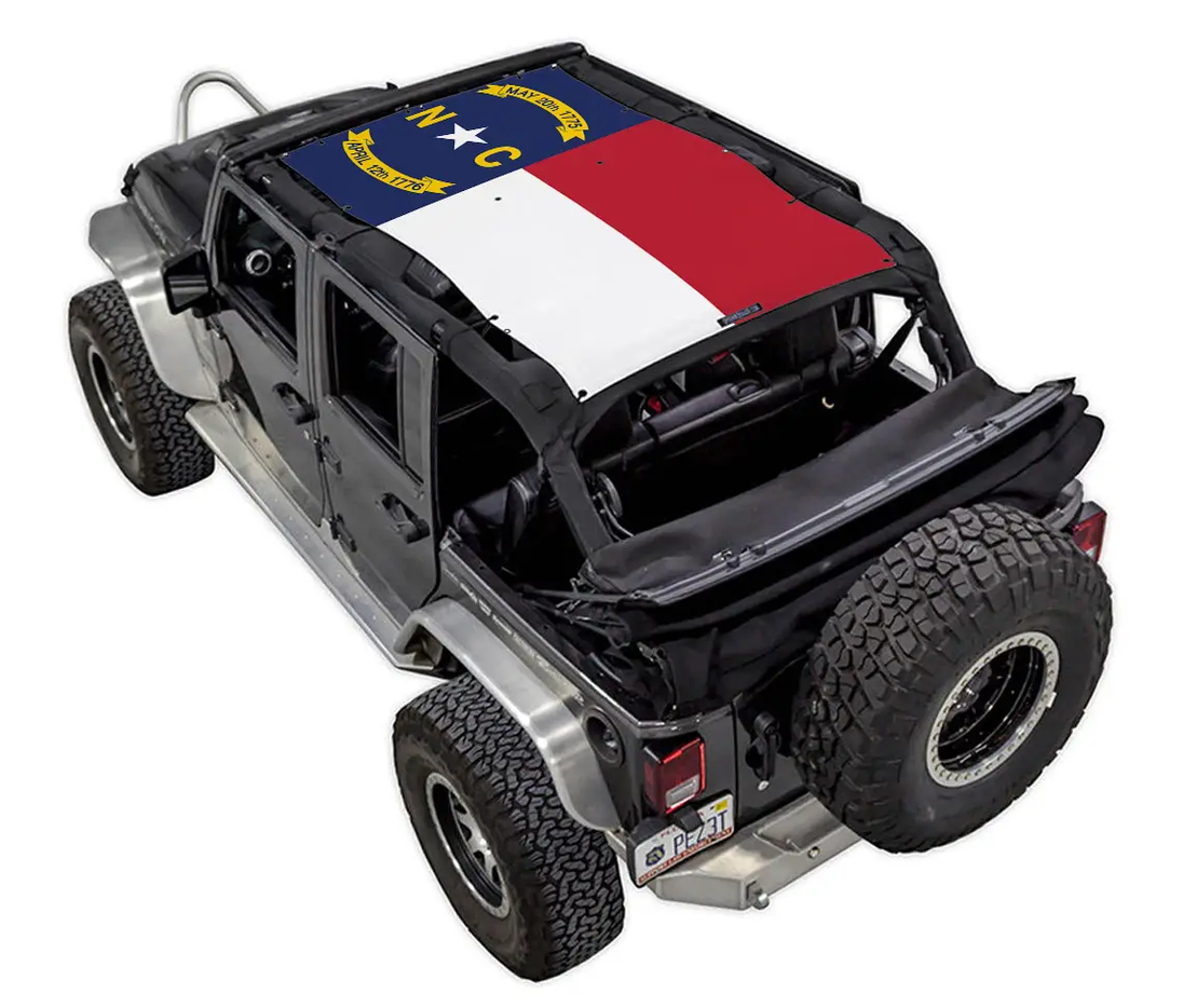SPIDERWEBSHADE Sun Shade Top for Jeep Wrangler JKU 4-Door with stock printed flag design