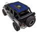 Sun Shade for Jeep Wrangler JKU 4-Door by Spiderwebshade, blue stock-printed shade top