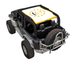 SpiderWebShade Sun Shade for Jeep Wrangler JK 2-Door, white with yellow border top.