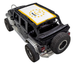 SPIDERWEBSHADE sun shade for Jeep Wrangler JKU 4-Door; white panel with yellow border and star-circle logo