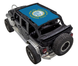 SpiderWebShade sun shade for Jeep Wrangler JKU 4-Door, blue printed top with yellow emblem