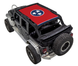 Sun shade top for Jeep Wrangler JKU 4-Door by SpiderWebShade, red shade featuring the Tennessee state flag emblem.