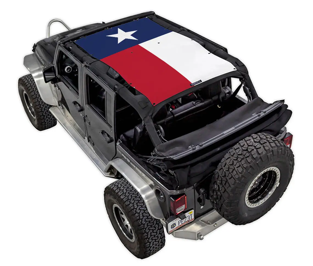 SpiderWebShade sun shade for Jeep Wrangler JKU 4-Door with Chile flag print