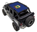 SpiderWebShade sun shade top for Jeep Wrangler JKU 4-Door, blue stock-printed shade