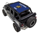 SpiderWebShade sun shade for Jeep Wrangler JKU 4-Door, blue with Wisconsin 1848 seal logo