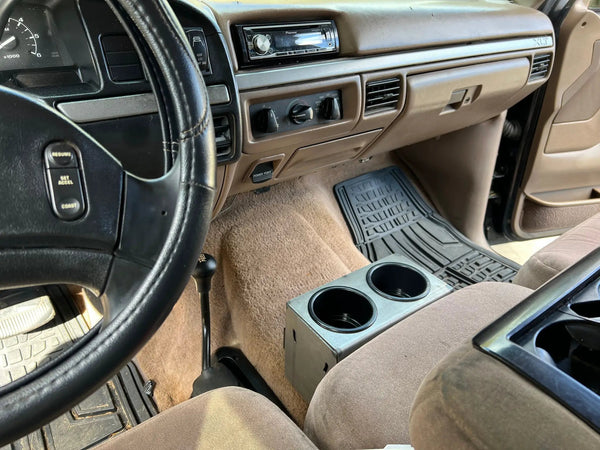 OBS Ford F-Series Console Cup Holder JC Customs gray metal insert in center console