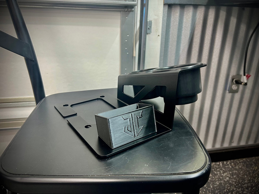 OBS Ford F-Series Shifter Mounted Cup Holder JC Customs, black plastic