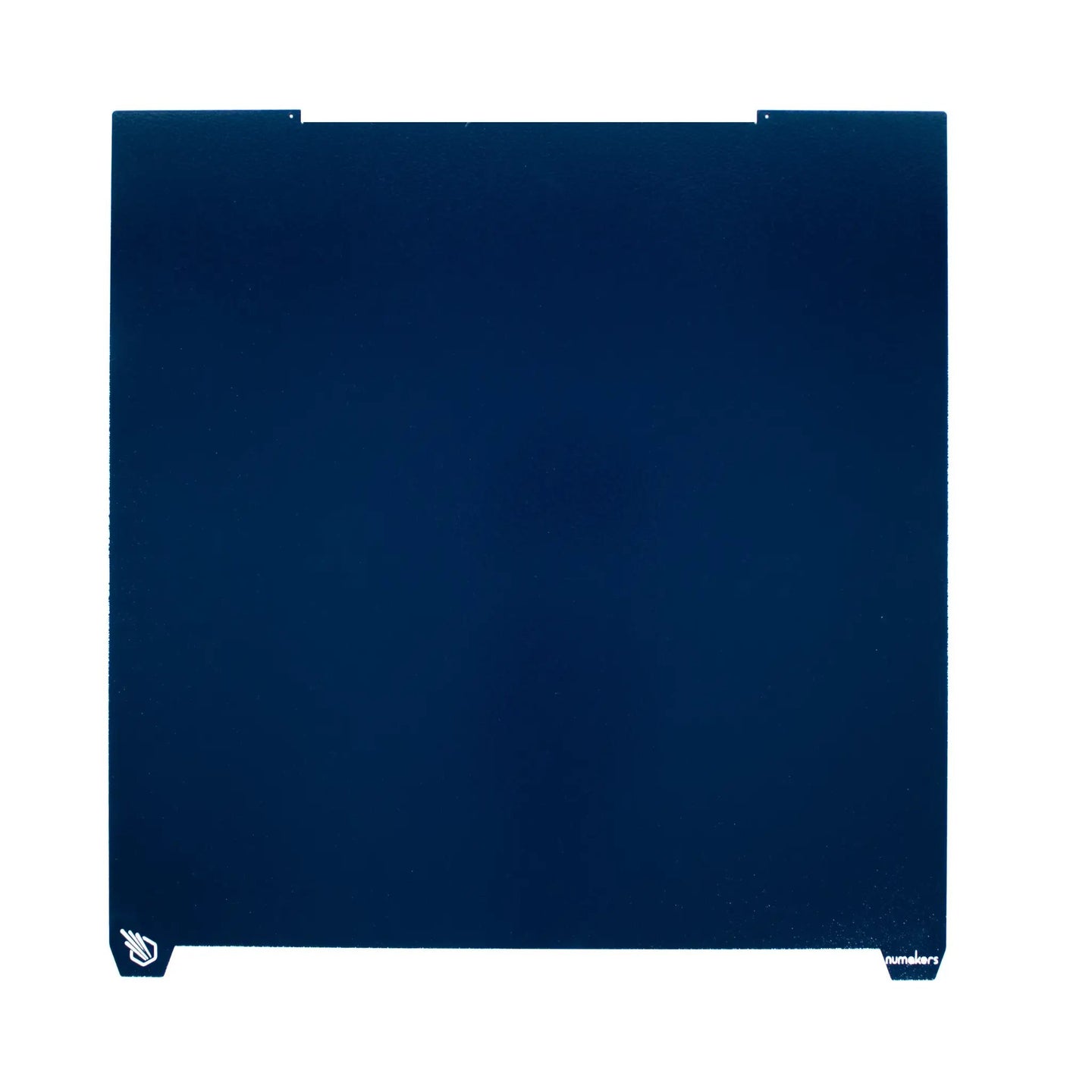 Numakers IceGrip Build Plate; blue print bed with top-edge notches and Numakers logo.