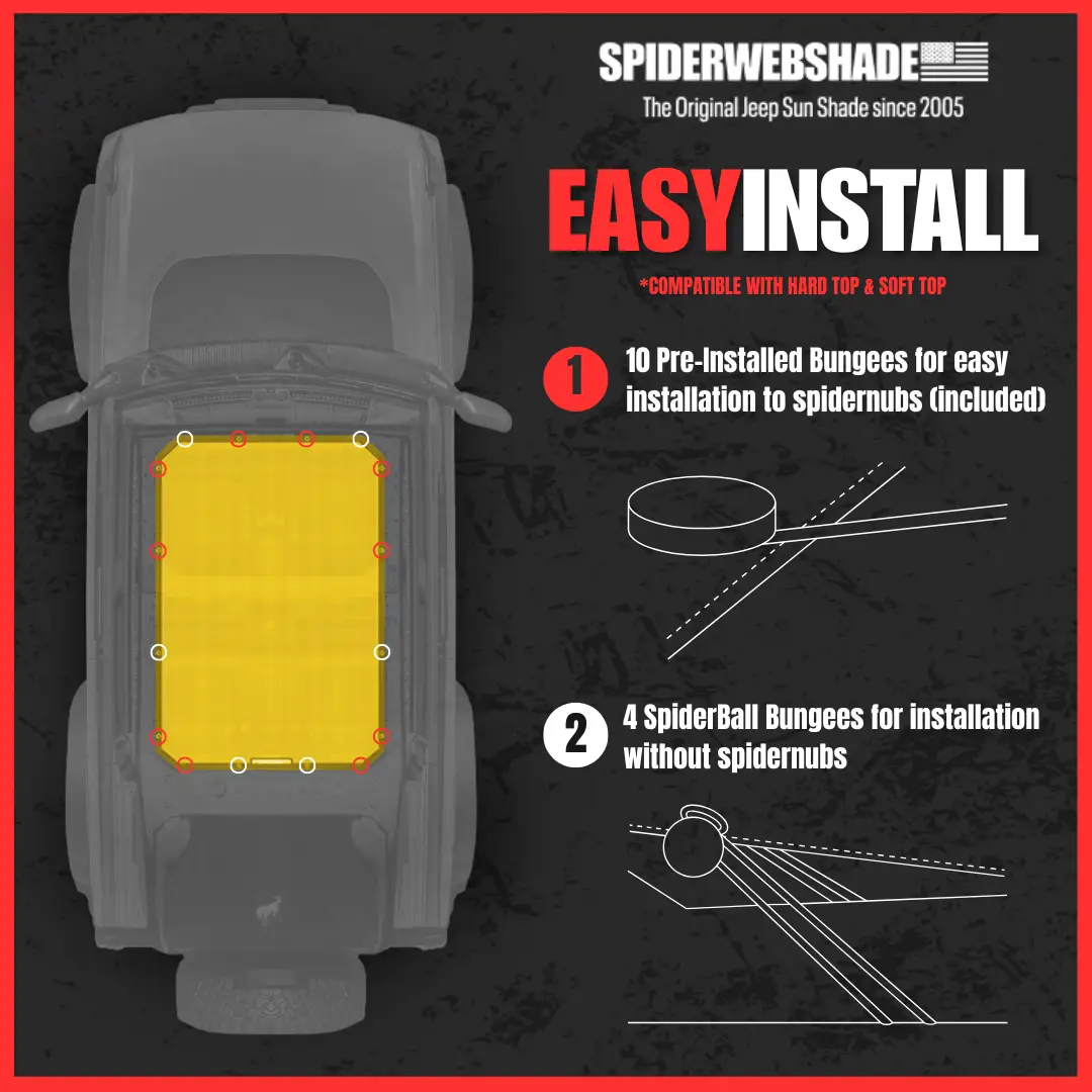 Sun shade for Ford Bronco (2021–2026) by SpiderWebShade in yellow solid color