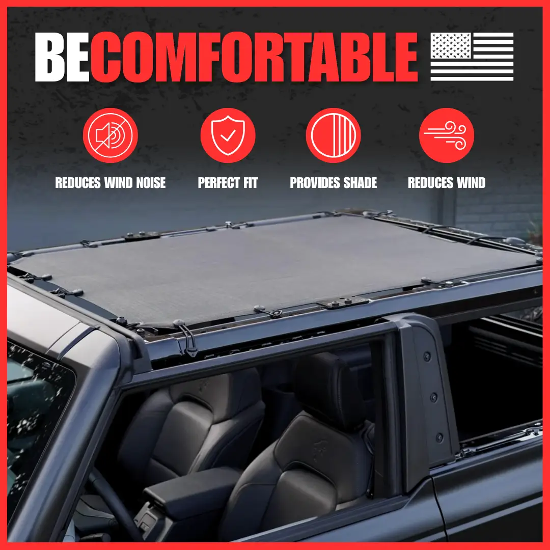 Ford Bronco Sun Shade Solid Color Shade Top by SpiderWebShade installed on SUV roof